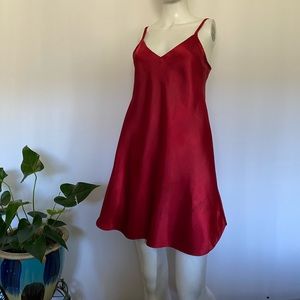 La Plume Red Silk Slip Lingerie Gown